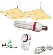 Hydroponics 130W CFL 2x50W LED Timer Propagation & Seeding Grow Light Kit Combo
