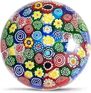 Hand Blown Glass Flower Figurine,Glass Paperweight for Birthday Gift