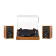 Electrohome Montrose Record Player & Berkeley- Powered Bluetooth Speakers, Teak