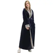 Nevenka Womens Winter Robe Soft Plush Warm Spa Long Bathrobe Pajamas-Navy Blue