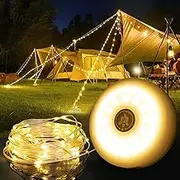 Moleoo 32.8Ft LED Camping String Lights, 4-in-1 Portable Lantern with 8 Lighting Modes, IPX4 Waterproof, Type-C Fast Charging, Perfect for Camping/Yard/Hiking