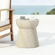 Dila Patio Side Table, Lightweight Concrete End Table, Small Coffee Table,