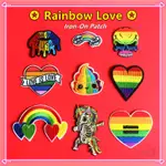 RAINBOW LOVE IS LOVE - 原宿風格熨燙貼片 1 件 LGBT 時尚 DIY 縫製熨燙徽章貼片