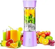 Portable Blender, Mini Blender 380ml Personal Size Blender, 2200mAh USB Rechargeable with 6 Blades, for Home Travel and Outdoor (Purple)