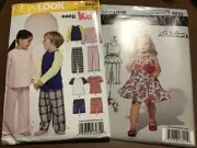 2 New Look kids Sewing Patterns Dress Pajama Tops/Bottoms New Uncut size 1/2-8