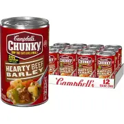 Campbell’s Chunky Soup, Hearty Beef and Barley Soup, 18.8 Oz Can (Case of 12)