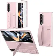 [Eabhulie] Case for Samsung Galaxy Z Fold 4 5G Grip Case with Hand Strap, Kickstand, Built-in Screen Protector Pink