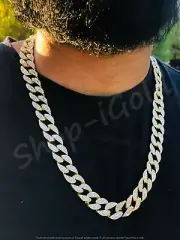 Iced Miami Cuban Link Choker necklace Ice out icy chain 14k Gold Plated 16mm 22"