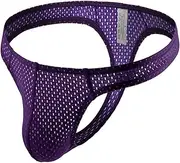 [Wayonge] Mens Thongs Breathable and Comfortable G-String Low Waist Solid Color Nylon Mesh Underwear