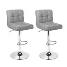 Set of 2 Fabric Swivel Bar Stools - Grey