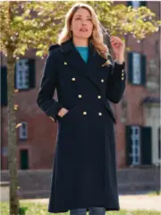 BARBOUR INVERRARAY Wool Blend Military Trench coat in Navy MSRP$680 British Lux