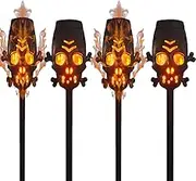 4Pack Solar Lights Outdoor, Solar Torch Lights Outdoor Flickering Flame, Waterproof Garden Lights Solar Powered,for Pathways, Garden, Yard, Halloween Decor (Yellow)