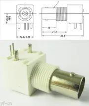 100x White BNC Female Jack Right Angle PCB Panel Mount CCTV Soldering Connector