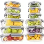 24 Pieces Glass Food Storage Containers with Lids,Glass Meal Prep Containers ...