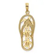 14k Yellow Gold Triple Turtle Flip-Flop Charm