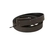 CNC Costume National Men Leather Belt with Logo Metal Buckle - Brown