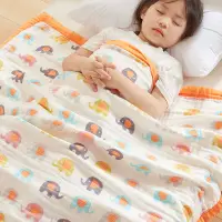 在飛比找松果購物優惠-六層純棉紗布毯吸水速乾寶寶浴巾卡通被新生兒童夏季被 (3.8