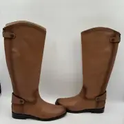 NWB Sam Edelman MIKALA Whiskey Leather Round Toe Knee High Riding Boots, 9.5M