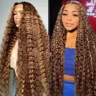 Ombre Lace Front Wig Human Hair Highlight Deep Wave 5x5 Hd Lace Closure Wigs ...