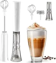 Hands-Free Milk frother Vertical Electic Wireless Baking Blender, 2 Heads Egg Beater, Handheld Rechargeable Milk Foamer,Electric Drink Mixer with 2 Heads for Cappuccino, Lattes, Matcha