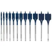 12-Pce Bosch Daredevil 6-Inch Wood Paddle Flat Drill Spade-Bit Threaded-Tip Set