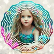 Wind Spinner 10" Lovely Mermaid Beautiful Colors Double Sided WindSpinner