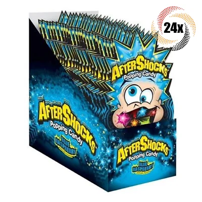 Full Box 24x Packs AfterShocks Blue Raspberry Flavored Popping Candy | .33oz
