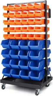 92PC Parts Bin Rack Storage Shelving Mobile Double-sided Organizer Stand Shed