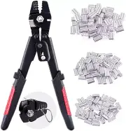 Wire Rope Crimping Swaging Tool Kit for Wire Cable Crimps Aluminum Double Barrel