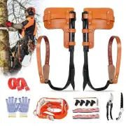 Upgrade Cow Leather Tree Climbing Spikes Set with Harness Belt, Scissors & Sa...