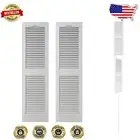 Classic Open Louver Vinyl Shutters 12 in. W x 25 in. H - Elegant White Finish