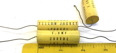 2 NOS Vintage Sprague Yellow Jacket 1.0 uf 200v