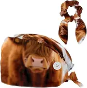 [YTYVAGT] Scrub Caps Women,Scrub Hats Suitable for Women,Animal High Land Cow