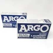 2x ARGO Powdered Gloss Vintage Laundry Starch 16 oz Blue