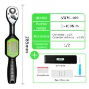 Portable Wrench Bidirectional Ratchet Head Mini Digital Torque Wrench Portable