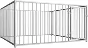 Outdoor Dog Kennel Dog House Metal Dog Kennel Pen Enclosure with Lockable Door, Heavy Duty Dog Cage Run for Small Medium Dogs, Silver 200x200x100 cm