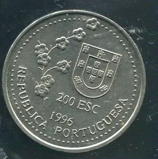 【錢幣】葡萄牙發現台灣紀念幣 Portugal 200Esc.1996 品相全新 UNC
