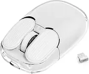 MAMBASNAKE Wireless Mouse, 2.4 GHz with Mini Receiver, Cute Quiet Wireless Mouse, Transparent Case, 7 RGB Light, 1600 DPI Optical Tracking, Portable 400 mAh Rechargeable Silent Mice (White)