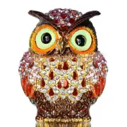 Hollow owl Trinket Box Hinged Hand-painted Figurine Collectible Ring Holder