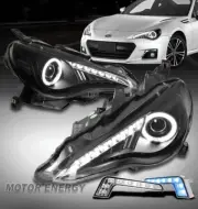 For 12-16 Subaru BRZ LED CCFL Halo Projector Black Headlights w/Blue DRL Signal (for: Subaru)
