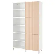BESTÅ storage combination with doors, white/Björköviken birch veneer, 120x42x202 cm