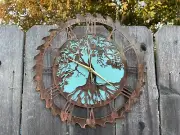 Tree Of Life Saw Blade clock Rustic Copper Home Decor Gift Idea