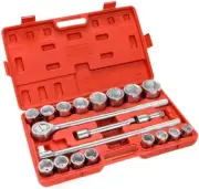 21 Pieces 3/4" Drive Socket Wrench Set 12Points Socket Ratchet Extension Bar SEA