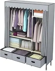 Portable Wardrobe Rack,Portable Wardrobe Wardrobe,Canvas Wardrobe,Portable Wardrobe Shelves with Hanging Rail,Clothes Closet Storage Organizer for Clothes,Bags Clothes Rack