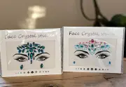 Set of Two Face Gems Adhesive Crystal Jewel Tattoo Stickers Body Make Up