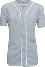 [ILTEX] Adult & Kids Baseball Jersey Plain Button Down T-Shirt Blank Team Sports Uniforms