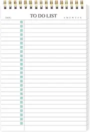 KAICN To Do List Notepad, Undated Daily Planner Notepad With To Do List Notebook Checklist Planner Spiral Waterproof Notepad for Office Supplies, School Planner, Green, 52 Sheets, 5.5"*8.3" A5 Size