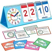 Torlam Learning Clock Flip Chart Colorful Analog & Digital Telling Time Teaching Clock for Kids, Math Manipulatives 1st 2nd Grade Homeschool Supplies Kindergarten Preschool Learning Activities Games