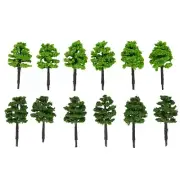 Green Light&Dark Trees 12pcs Accessories Dark Green Decoration Layouts