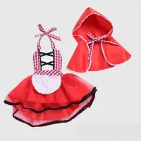在飛比找momo購物網優惠-【橘魔法】小紅帽斗篷圍裙洋裝 (披肩 外套 女童 大紅 角色